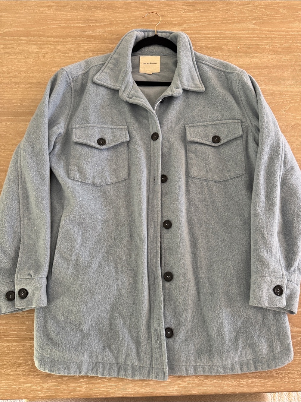 Women’s Light Blue Fleece Button-Up Jacket